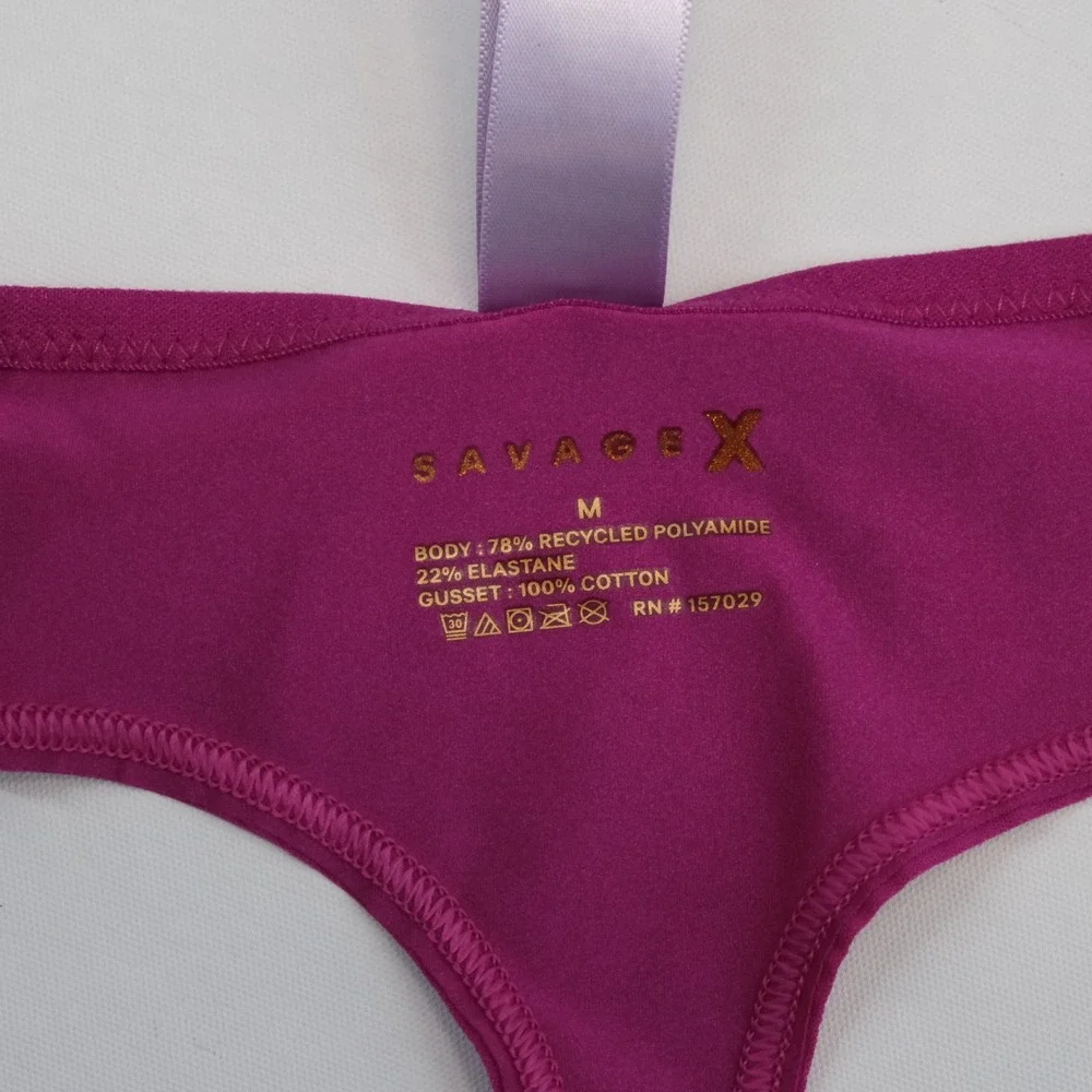 NWT Savage X Fenty Lingerie Set Women Magenta Bra Thong 36DDD M Intimates